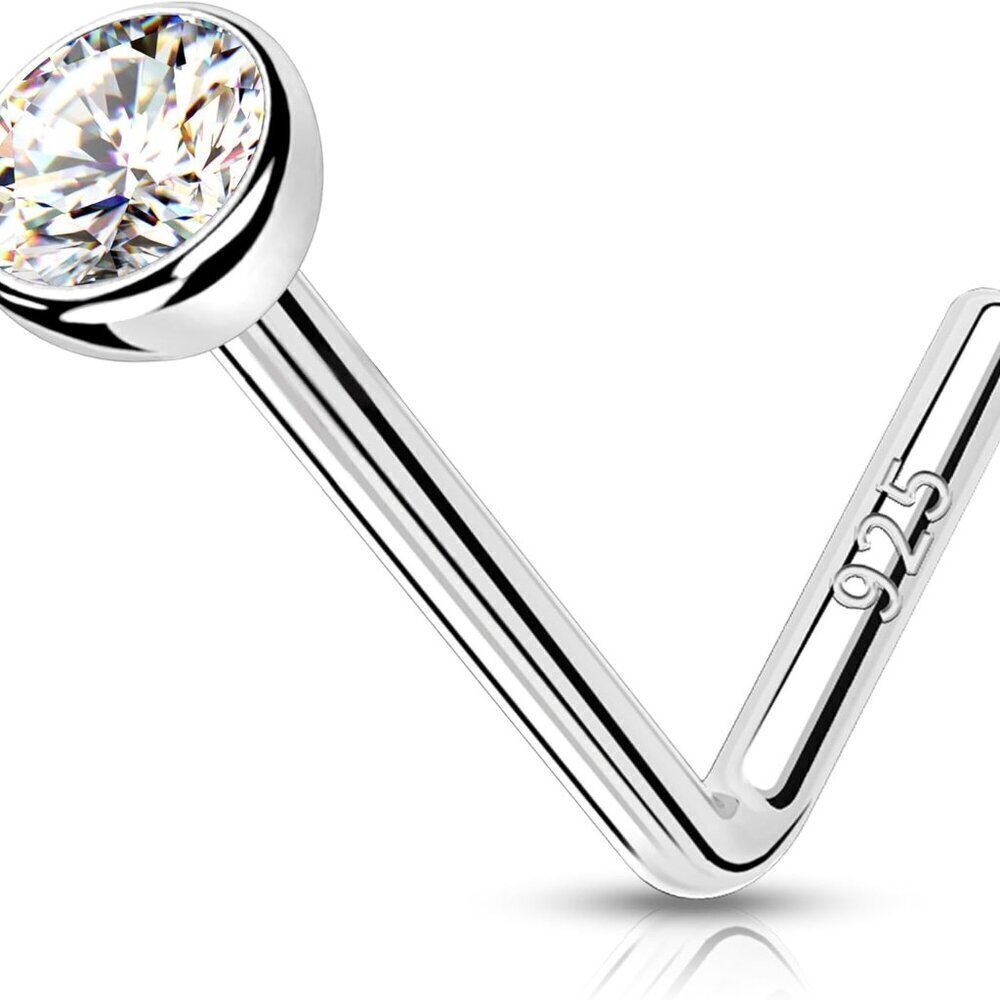 Sterling Silver Nose Stud 20G Hypoallergenic CZ Piercing Jewelry for Women Men